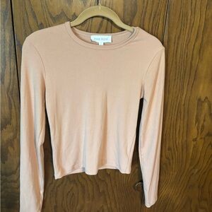 Pink Rose Fitted Long Sleeve Pink T-Shirt